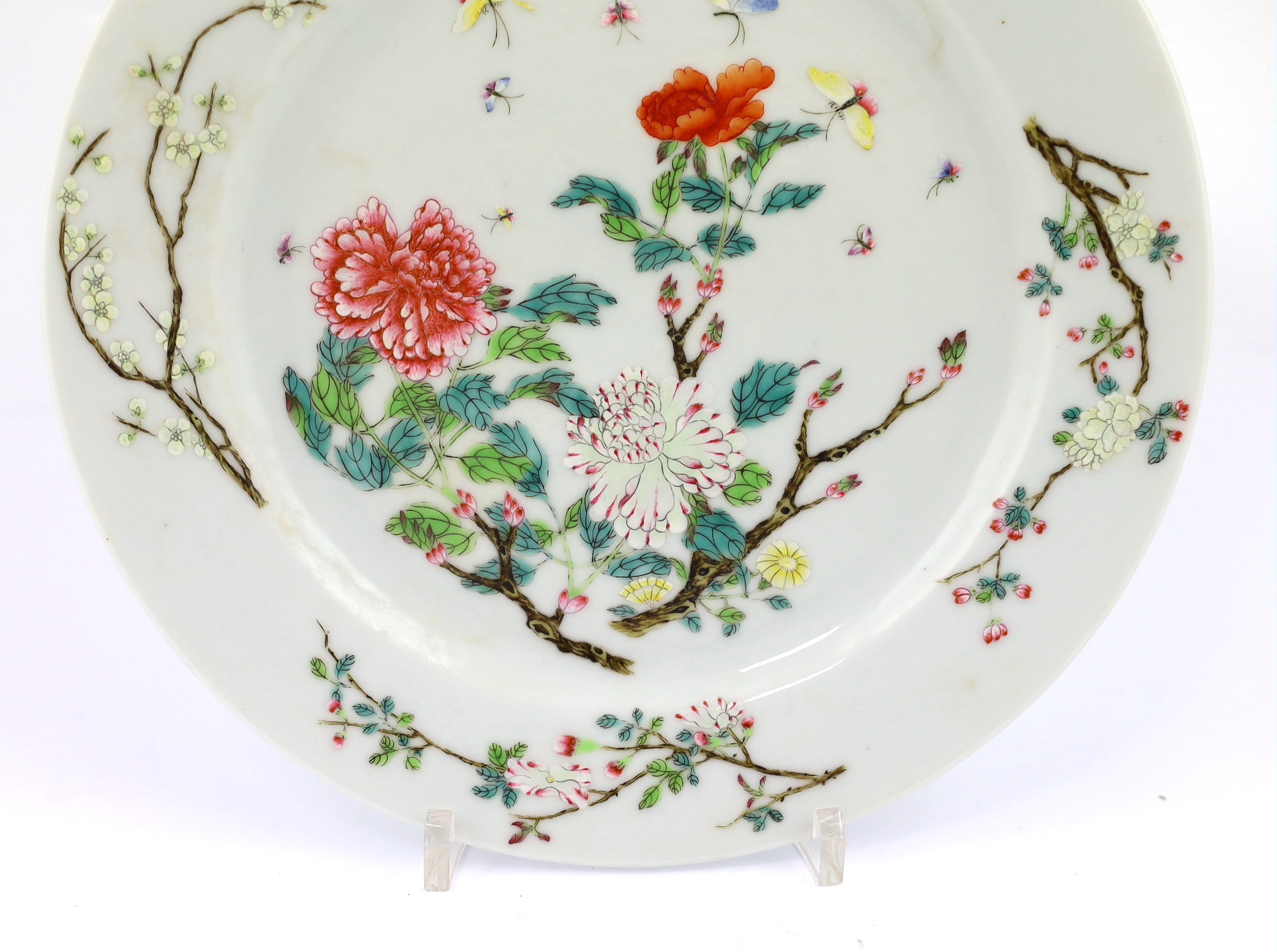 A Chinese famille rose 'peony' plate, Guangxu mark and of the period (1875-1908)